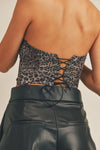 Leopard Print Lace Detail Crop Top