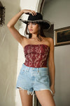 Rodeo Chic Leather Corset Top Maroon