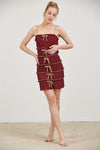 Bow Baby Mini Dress Maroon
