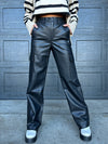 End Of Us Leather Cargo Pants Black