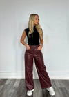 Keep Guessing Leather Pants Wine