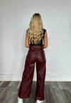 Keep Guessing Leather Pants Wine