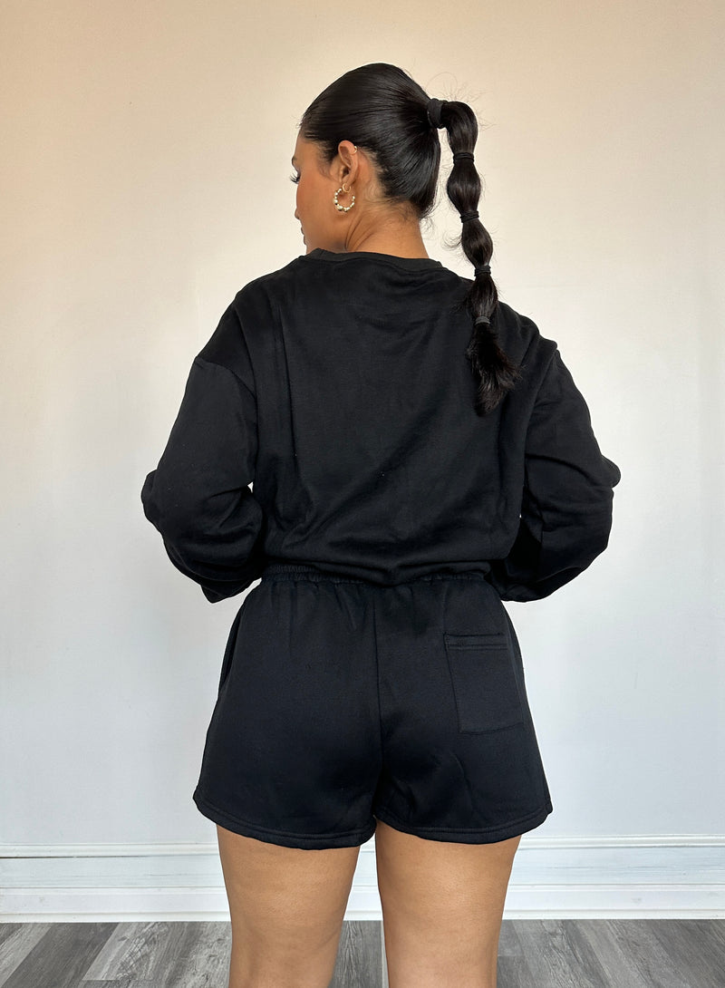 Stay Home Sweat Set Black