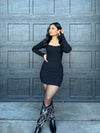 Let It Be Knit Mini Dress Black