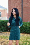 Make A Toast Corduroy Button-Up Dress Green