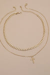 Double Layer Cross Charm Necklace