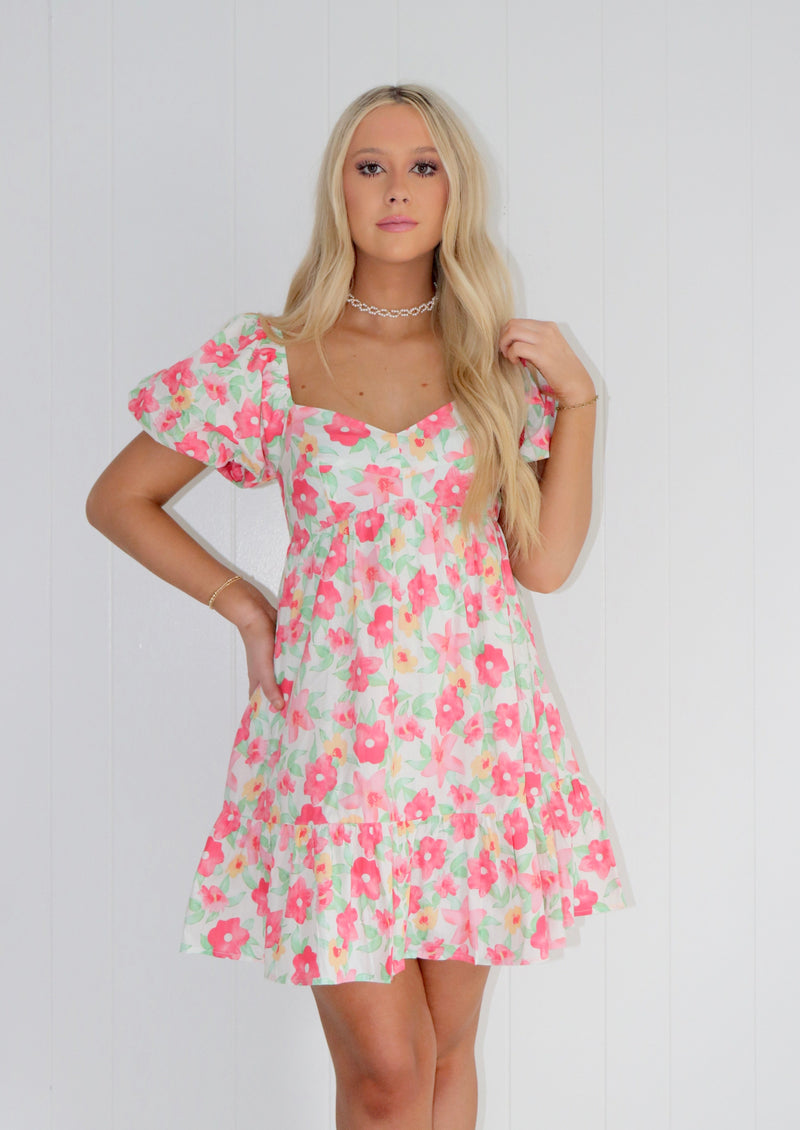 Chase Me Floral Babydoll Mini Dress