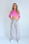 Delana Crop Sweater Top Pink