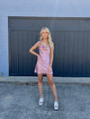 "Come Along" Mauve Silk Mini Dress