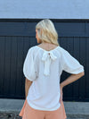 "Becoming Silhouettes" Puff Sleeve Top - White