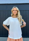 "Becoming Silhouettes" Puff Sleeve Top - White