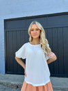 "Becoming Silhouettes" Puff Sleeve Top - White