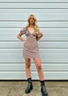 "Come Back Down" Cut Out Checker Mini Dress