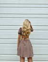 "Come Back Down" Cut Out Checker Mini Dress