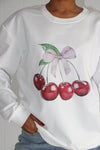 Bows & Cherries Sweatshirt White