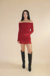 Merlot Off The Shoulder Mini Dress
