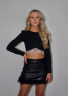 Girly Girl Rhinestone Top Black