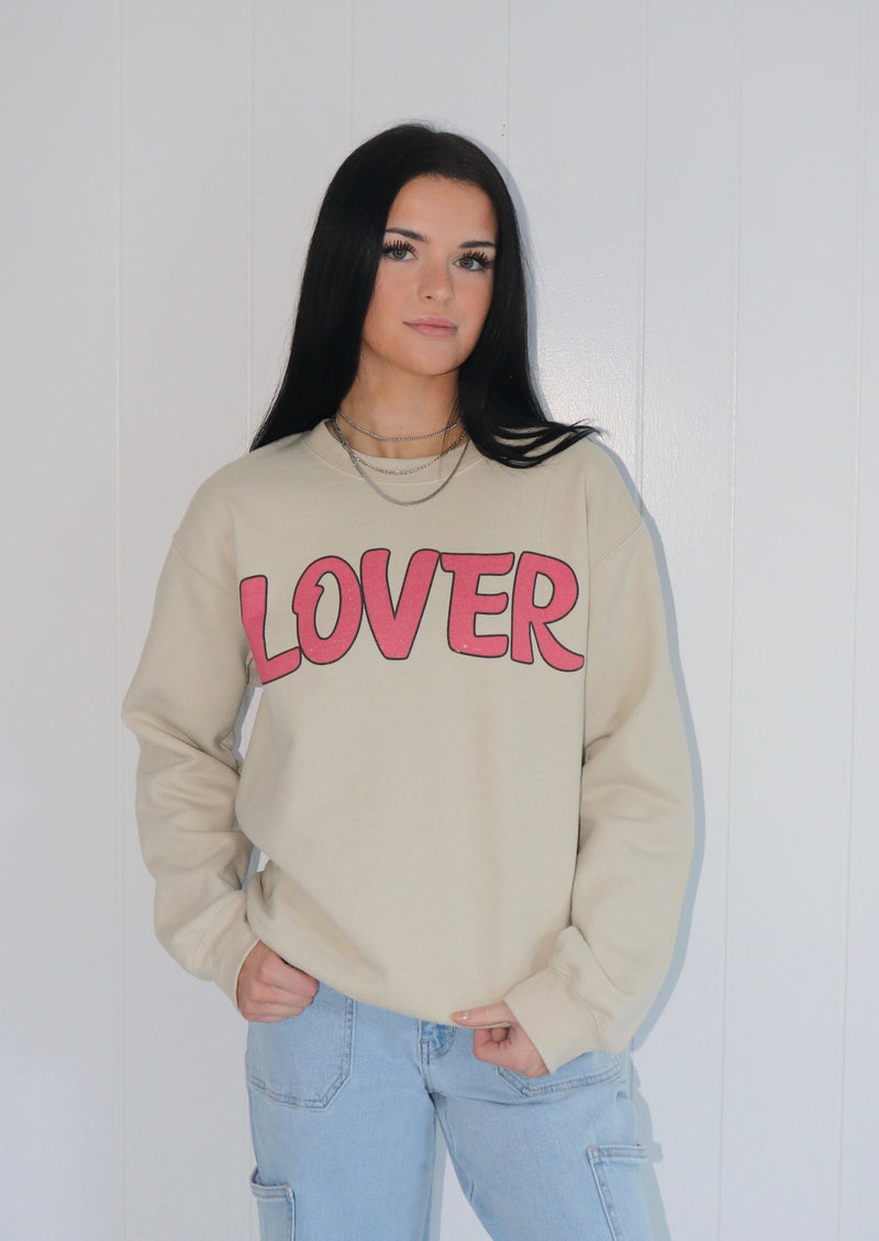 Lover Graphic Sweatshirt Tan