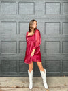 Here We Go Mini Dress Maroon