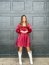 Here We Go Mini Dress Maroon