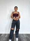 Let's Go Bustier Crop Top Maroon