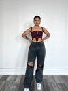 Let's Go Bustier Crop Top Maroon