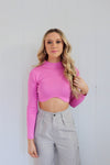 Delana Crop Sweater Top Pink