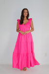 Swept Off V-neck Tiered Maxi Dress