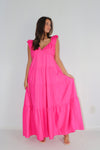 Swept Off V-neck Tiered Maxi Dress