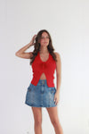 Madelyn Rosette Halter Rib Knit Top