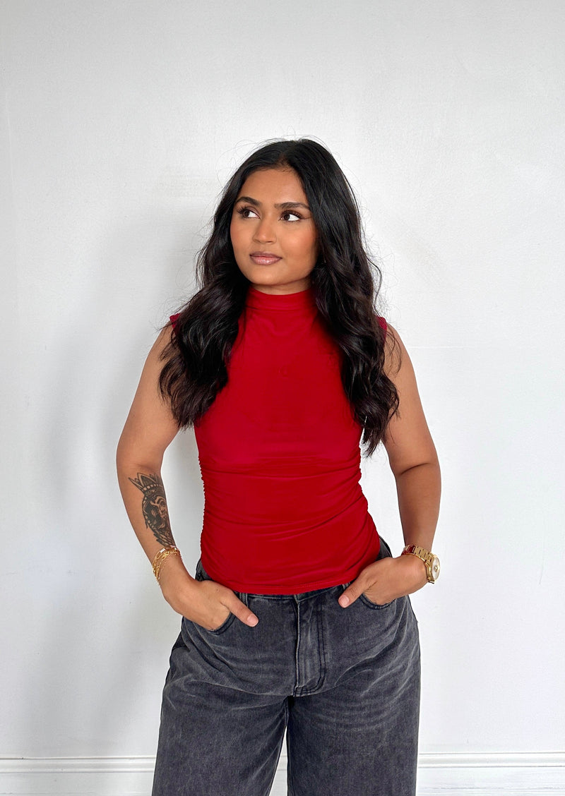 Do It For You Mockneck Top Red