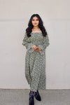Fall Florals Longsleeve Midi Dress Olive
