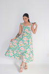 Colored In Love Floral Midi Dress- Aqua
