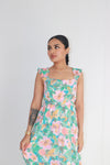 Colored In Love Floral Midi Dress- Aqua