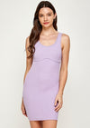 "Brunch Date" Ribbed Mini Dress - Lavender