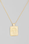 Initial Gold Tray Rectangle Necklace