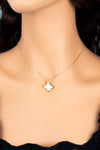 Clover Shape Natural Stone Necklace - Blue