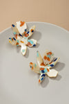 Acrylic Flower Drop Earrings - Natural