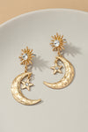 Moon & Stars Metal Earrings - Gold
