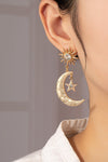 Moon & Stars Metal Earrings - Gold