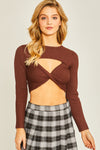 "Locked Away" Cropped Sweater - Brown
