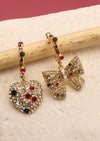 Heart & Bow Hoop Earrings Gold