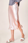 "Across The Room" Satin Midi Skirt - Champagne
