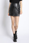 "A Little Tease" Faux Leather Skirt - Black