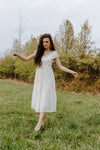 "My Wishes Came True" Flutter Eyelet Midi Dress - White