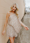 "Sweet Spot" Cream Printed One-Shoulder Dress