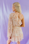 "A Caribbean Dream" Peach Printed One-Shoulder Dress