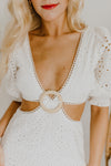 "Fierce Beauty" White Eyelet Tie-Back Dress