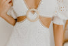 "Fierce Beauty" White Eyelet Tie-Back Dress