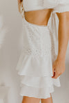 "Fierce Beauty" White Eyelet Tie-Back Dress